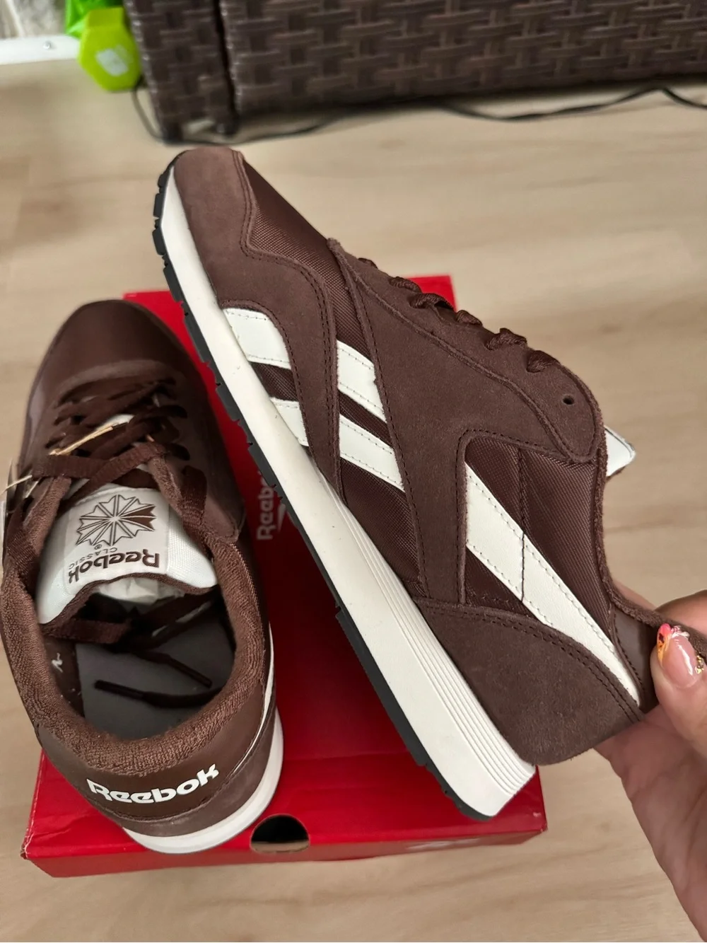 Reebok Classic Brown and White Nylon Sneaker - Picture 4 of 8